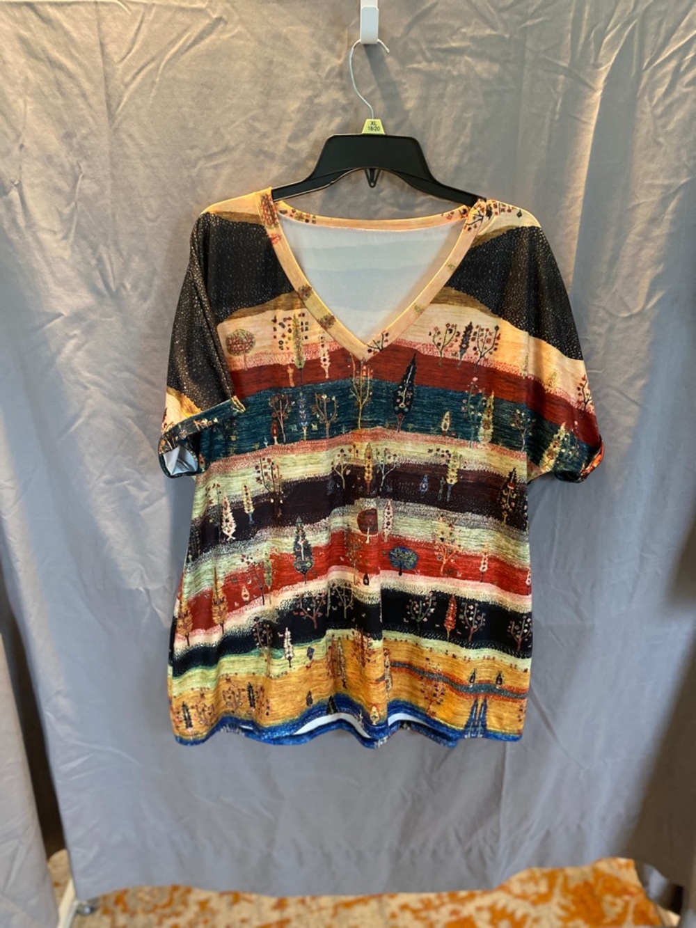 Multicolor Striped V-Neck Women's Top